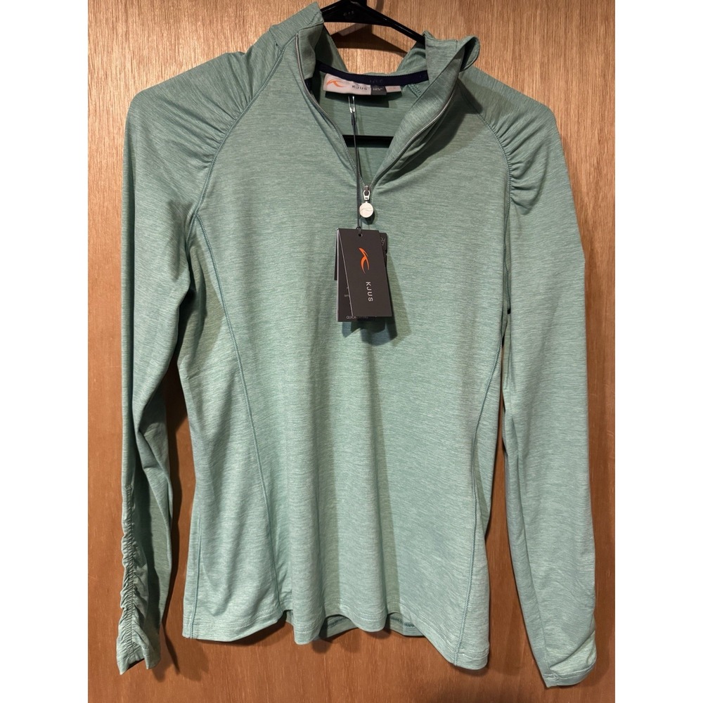 KJUS Nora Cooling Half-Zip Teal  Size 34 XS  Logoed UPF 50+ NWT (R1)
